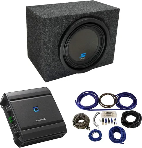Vista 12 de American Sound Connection Caja de Subwoofer Universal para Estéreo de Auto Rearfire Sellada Dual de 10" Alpine Tipo S S-W10D2 con Amplificador