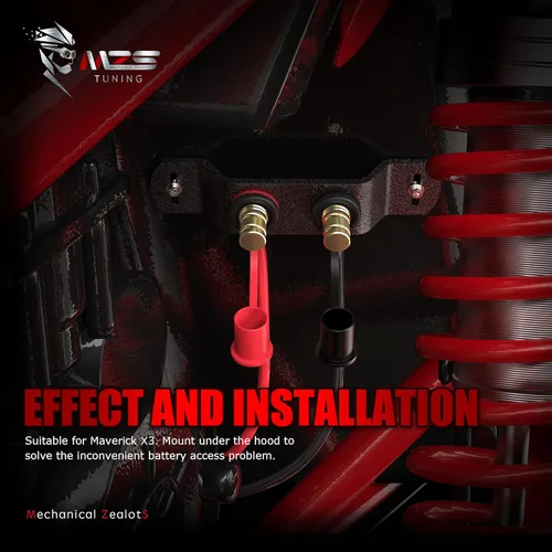 Vista 5 de MZS Battery Relocation Kit, Remote Battery Terminals Charging Jump Post Cable and Bracket Universal Compatible with Maverick X3 RZR 1000 UTV ATV