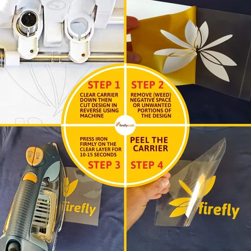 Vista 2 de Firefly Craft - Lámina de vinilo de transferencia de calor regular, vinilo HTV, para planchar para usar con Cricut y Silhouette, vinilo de prensa
