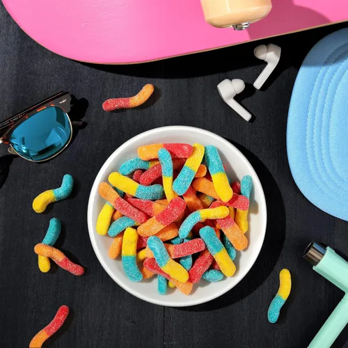 Vista 8 de Trolli Sour Brite Crawlers, caramelos, ponche de frutas, agridulce, gusanos gomosos, 7.2 onzas Ponche de frutas gusanos de goma agrios, dulces