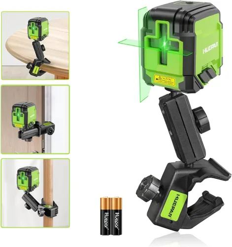 Vista 9 de HUEPAR - Nivel láser con trípode, nivel láser autonivelante de 98 pies, línea verde, herramienta niveladora láser de línea cruzada para colgar