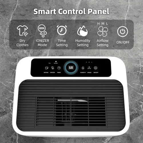Vista 4 de AIRPLUS Deshumidificador de 5000 pies cuadrados de 75 pintas para sótanos, tanque de agua de 1.3 galones, deshumidificadores inteligentes