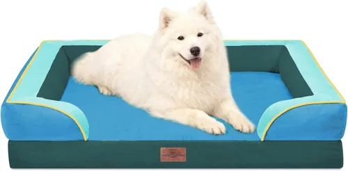 Vista 36 de Comfort Expression - Cama ortopédica para perros medianos de 30x20 pulgadas, cama impermeable de espuma de huevera para mascotas medianas