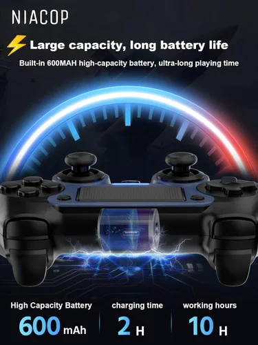 Vista 7 de P4 Controller, play-station 4 controller with Macro Programming Function, Dual Vibration, Turbo 3-level adjustable, Type-c port, 3.5MM headphone