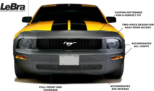 Vista 8 de Covercraft LeBra - Cubierta frontal personalizada Se adapta a Dodge Charger 2006-2010 sin alerón de labio delantero Negro, 2 piezas
