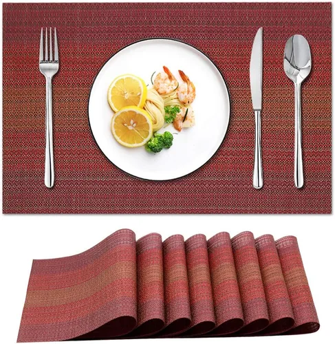Vista 16 de Manteles individuales para mesa de cocina (4 y 8 unidades), resistentes al calor, manchas, antideslizante, aisladas