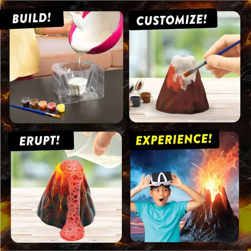 Vista 3 de Abacus Brands STEAM Volcano Lab VR - Construye y erupta tu propio volcán - Kit de ciencia para niños de realidad virtual, libro y juego