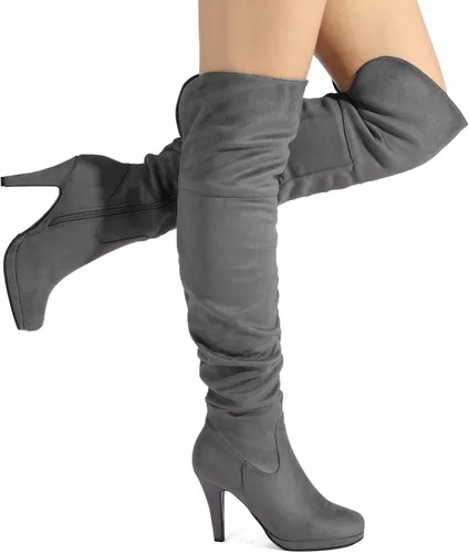 Vista 5 de DREAM PAIRS - Botas altas por encima de la rodilla para mujer, tacón grueso y plataforma
