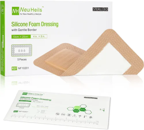 Vista 11 de NeuHeils Apósito de Espuma Adhesiva de Silicona con Borde Suave 3''x3'' para Escaras, 10 Paquetes, Vendaje de Herida de Silicona Impermeable de Alta