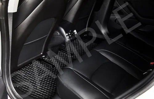 Vista 4 de TOUGHPRO Accesorios para alfombrillas de piso de 1ª + 2ª + 3ª fila para Tesla Model X de 6 plazas, resistente para todo tipo de clima, goma negra