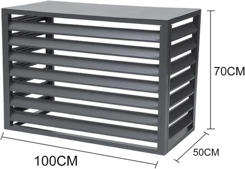 Vista 2 de Pantalla decorativa de privacidad, cubierta de aire acondicionado de aleación de aluminio para exteriores con cubierta superior, divisor de espacio