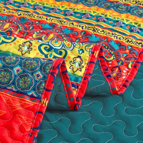 Vista 4 de Lujo Reversible 100% algodón clásico Boho a rayas a cuadros Cobija 60 x 50 pulgadas se puede lavar a máquina y secar en secadora, Algodón, Patrón 3