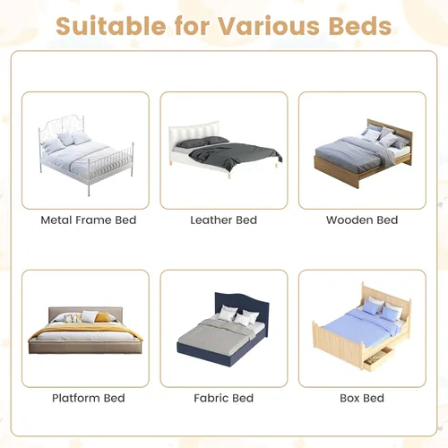 Vista 8 de HONEY JOY Riel de cama para niños pequeños, 60 pulgadas extra largo, plegable, portátil, abatible, de seguridad, rieles de cama para cuna, colchón