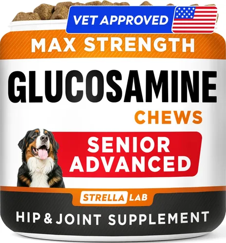 Vista 11 de STRELLALAB Advanced Glucosamine Hip & Joint Supplement for Senior Dogs - Green Lipped Mussel & Collagen - Hip & Joint Pain Relief - Large & Small