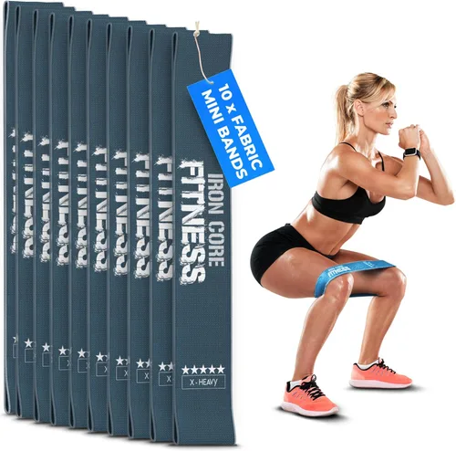 Vista 10 de Fabric Mini Resistance Bands Sets for Trainers, Bootcamp, Gym for Men and Women in Fun Colors - Ebook, Videos and Workout Chart Included by Iron