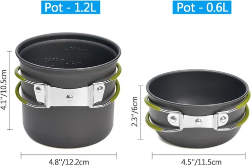Vista 3 de Odoland Utensilios de cocina para camping con estufa, mosquetón, soporte para cartucho trípode y taza de acero inoxidable, soporte para tanque, kit