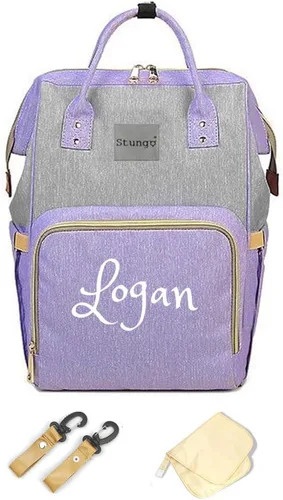 Vista 6 de Bolso de pañales grande personalizado Mochila de monograma de bolsa de pañales personalizada Negro