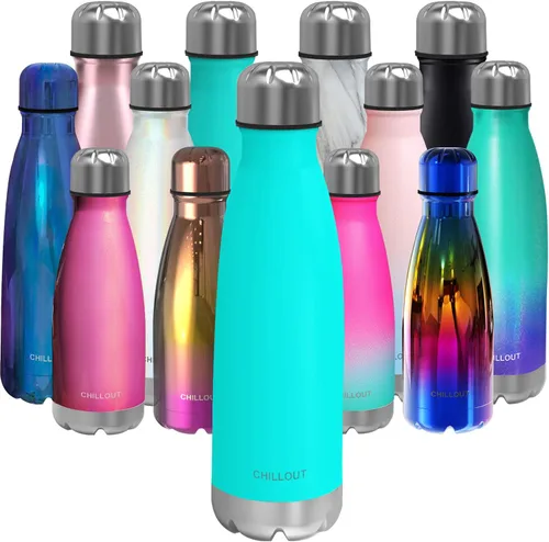 Vista 40 de CHILLOUT LIFE Botella de agua de acero inoxidable para la escuela de niños: 12 oz con aislamiento de doble pared en forma de botella de cola