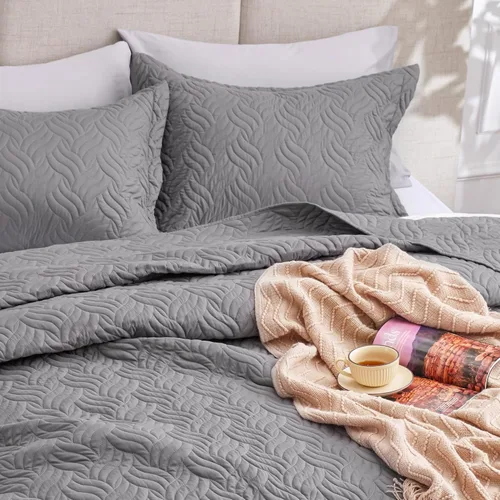Vista 288 de Edredón de cama tamaño queen Love's cabin, color azul, para cama de verano, de microfibra ligera, estilo moderno, para todas las estaciones, 3