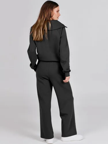 Vista 4 de ANRABESS - Conjunto de 2 piezas para mujer, sudadera de gran tamaño, pantalones deportivos, moderno, a juego, para descanso, otoño