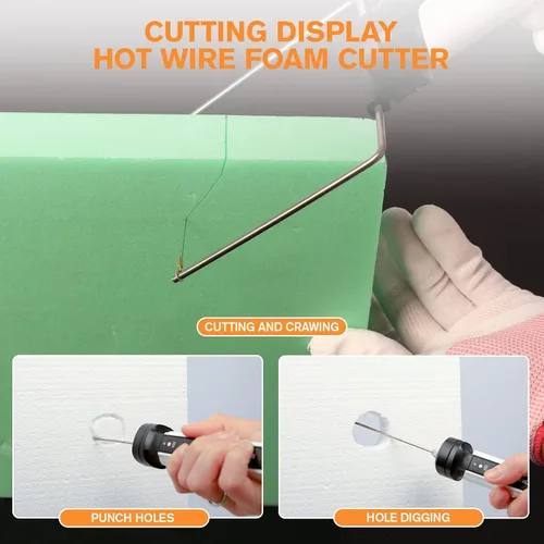 Vista 2 de Kit de cortador de espuma de alambre caliente 3 en 1, cortador de espuma, herramienta de corte de espuma de poliestireno eléctrica de 15 W/6 V, kit