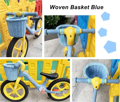Vista 6 de MEGHNA Mini cesta tejida para bicicleta para manillar de bicicleta para niña y niño para scooter, varios
