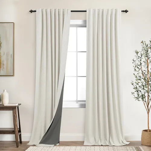 Vista 71 de KOUFALL Cortinas opacas de lino de 24 pulgadas de largo, cortinas térmicas cortas para oscurecer la habitación, cortina de baño para cocina sobre