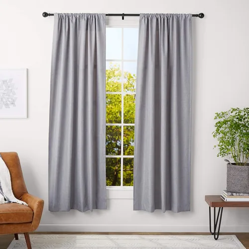 Vista 8 de Amazon Basics - Barras ajustables para cortinas para ventanas, con remates redondos, barra de 1 pulgada, de 36" a 72", color negro, paquete de 1