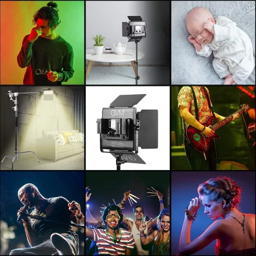 Vista 6 de GVM RGB - Kit de iluminación de video LED 800D con control de aplicación, kit de iluminación de video para iluminación de fotografía de YouTube, 3