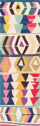 Vista 8 de Nuloom Ofelia - Alfombra hecha a mano, multicolor/negro, 2 pies 6 pulgadas x 6 pies, geométrica, de lana, suave y acogedora, de alto tráfico