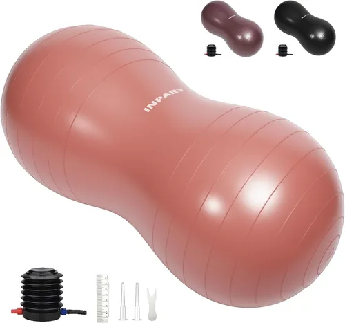 Vista 11 de INPANY Peanut Ball - Exercise Ball for Labor Birthing, Anti-Burst Physical Therapy for Kids, Core Strength, Flexible Seating, Home & Gym Fintness