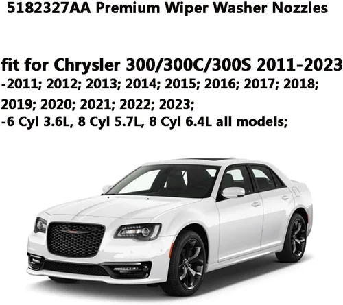 Vista 3 de 5182327AA - Boquillas de limpiaparabrisas prémium para Dodge Challenger/Charger 2011-2017 Chrysler 300 (2011-2023), boquilla de chorro de líquido
