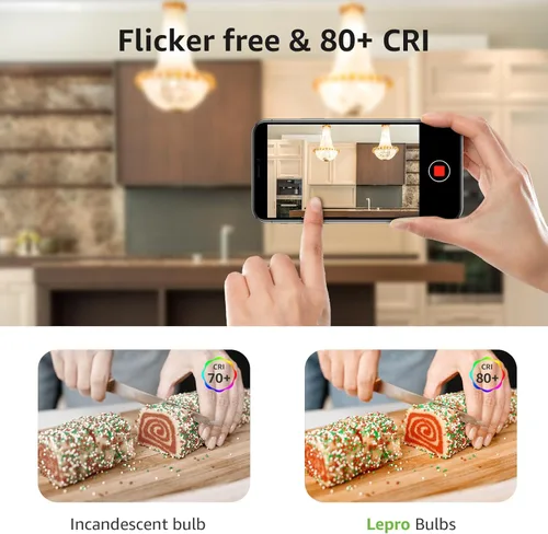 Vista 7 de Bombillas LED de candelabro Lepro E12, 5.5 vatios, equivalentes a 40 vatios C37 B11, bombillas para ventilador de techo y araña, 2700 Kelvin, luz