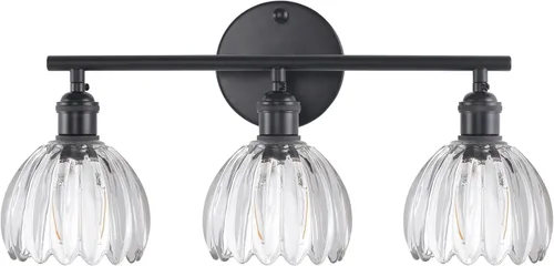 Vista 30 de Shenmoyl Lámparas de baño, lámpara de pared de 2 luces para tocador sobre espejo con pantalla de vidrio tulipán blanco para dormitorio, sala