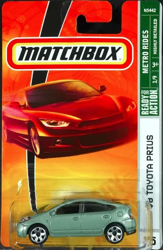 Vista 2 de Matchbox '08 Toyota Prius Metro Rides Series #25 Verde metálico claro escala 1/64