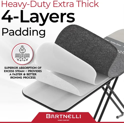 Vista 3 de Bartnelli - Tabla de planchar de servicio pesado 48x15 Diseñada y fabricada en Europa con tecnología patentada, zonas turbo y de apoyo