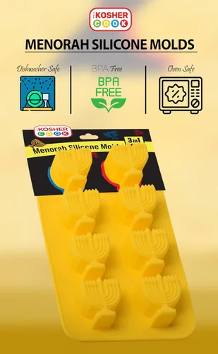 Vista 3 de The Kosher Cook Moldes de silicona con forma de menorá para hornear, congelar, dulces, cubitos de hielo, chocolate y más, aptos para horno