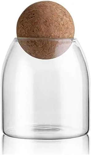 Contenedor de vidrio transparente de 16.9 fl oz/16 onzas con tapa redonda para café, especias, dulces, sal, galleta de terrario fresco