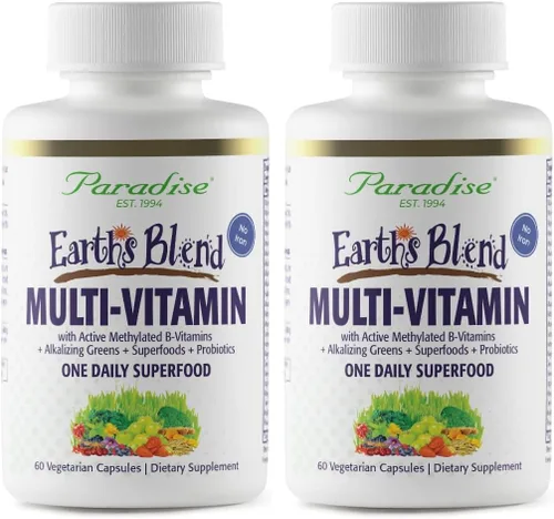 Vista 11 de Paradise Herbs Earth's Blend Once Daily Multivitamínico con hierro, 48 superalimentos orgánicos, probióticos, antioxidantes, vitaminas A, B12, C, D
