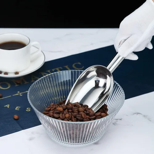 Vista 9 de Berglander Cuchara de hielo de acero inoxidable de 6 onzas, cuchara de hielo de metal para máquina de hielo, multiusos para dulces, cocina, bar