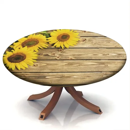 Vista 117 de Mantel redondo ajustable con borde elástico floral azul, mantel con borde elástico de estilo floral pastoral, almohadilla de mesa de poliéster
