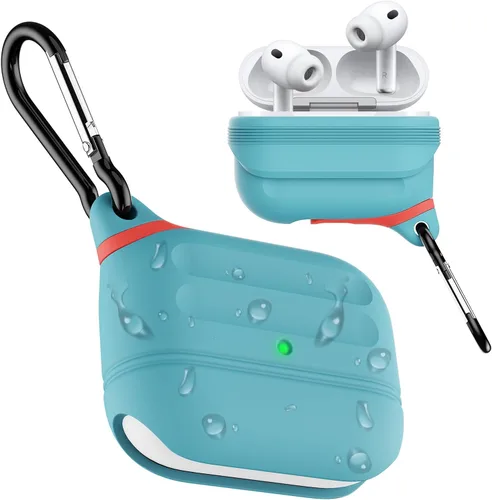 Vista 22 de Funda de silicona para AirPods Pro 3, impermeable, a prueba de golpes, protección contra caídas, carga inalámbrica, diseño plegable de una pieza