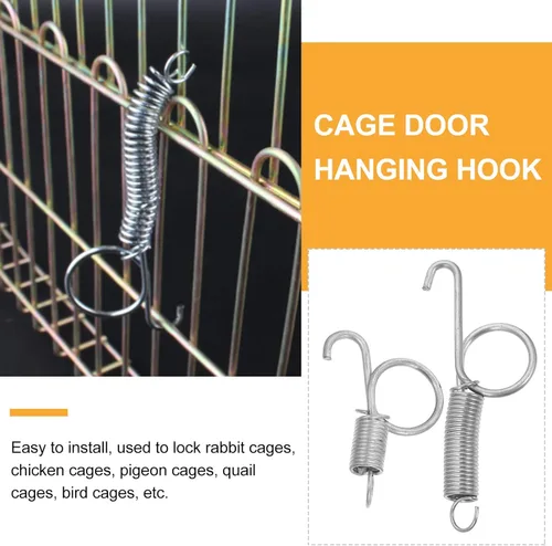 Vista 6 de Housoutil 20pcs Fijo Spring Bird Feeder Hanger Bunny Feeder Metal Coat Hanger Bunny Wire Cage Clips Conejo Spring Cage Ganchos Puerta Gancho