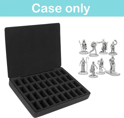 Vista 2 de Caja de figuras miniatura de EVA dura, funda de transporte de 36 ranuras, capa de espuma previamente ranurada compatible con DND y todas