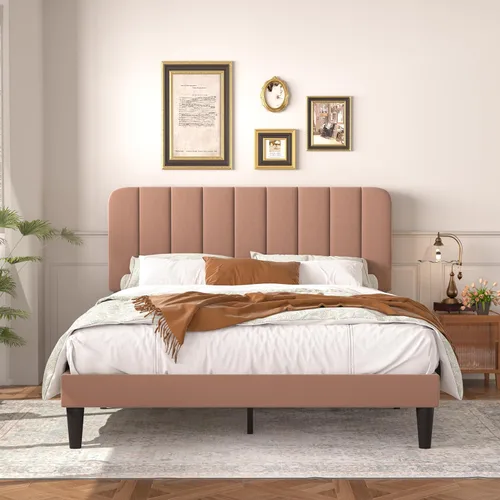 Vista 22 de VECELO Marco de Cama Tapizada Tamaño Full con 4 Cajones y Cabecero, Marco de Cama Plataforma de Almacenamiento de Terciopelo, Soporte de Listones