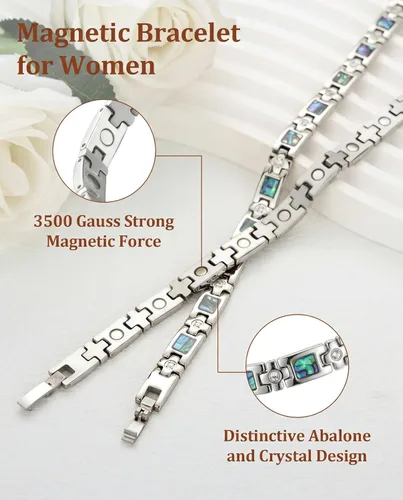 Vista 3 de BioMag Magnetic Bracelet for Women Titanium Steel Magnetic Bracelet Adjustable Crystal Bracelet with Sizing Tool