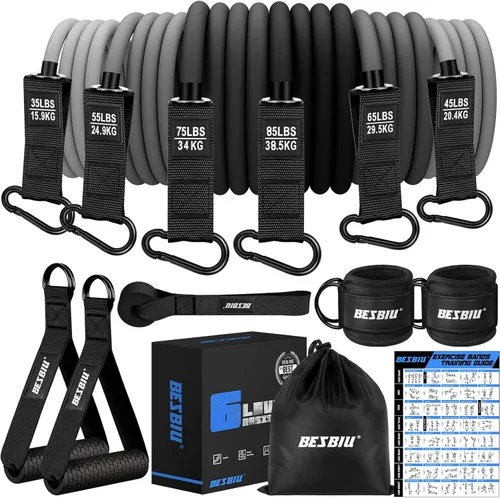 Vista 10 de Heavy Resistance Bands for Working Out, 300lbs/360lb/420lb Exercise Bands Workout Bands with Handles, Door Anchor, Ankle Straps, Home Gym Workout