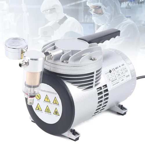 Vista 6 de Bomba de vacío de diafragma sin aceite 1450/1700r.p.m sin aceite de laboratorio, pequeña bomba de vacío HVAC sin aceite automotriz 110 V, bomba