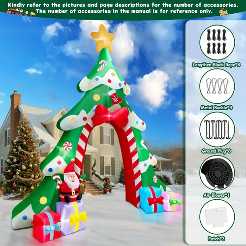 Vista 3 de Kalolary Arco inflable de Navidad de 12 pies para decoración al aire libre, arco de árbol de Navidad, decoración de patio, regalos de dulces de Papá