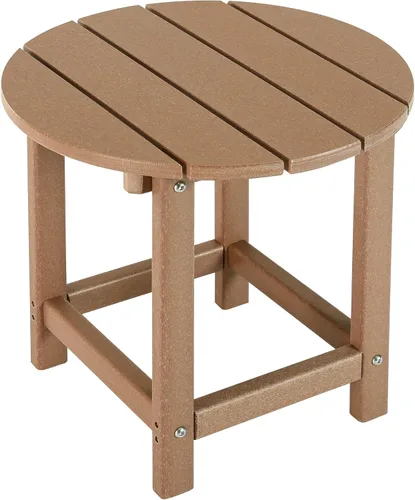 Vista 8 de LZRS Mesa Lateral Redonda Adirondack para Patio Mesa de Esquina, Mesas Laterales para Exteriores para Patio, Jardín, Piscina, Complemento